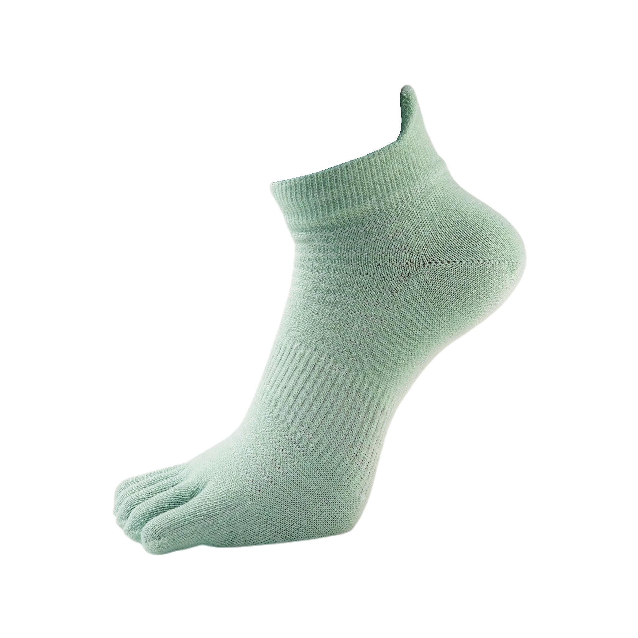 Green five-toe sock on a white background
