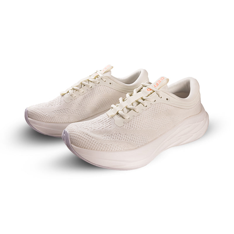 EFISIO Airheart Athletic Shoes in off white with white soles, isolated on a pure white background