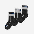 Set of black and gray EFISIO All-Day Running Socks with white stripes on a white background