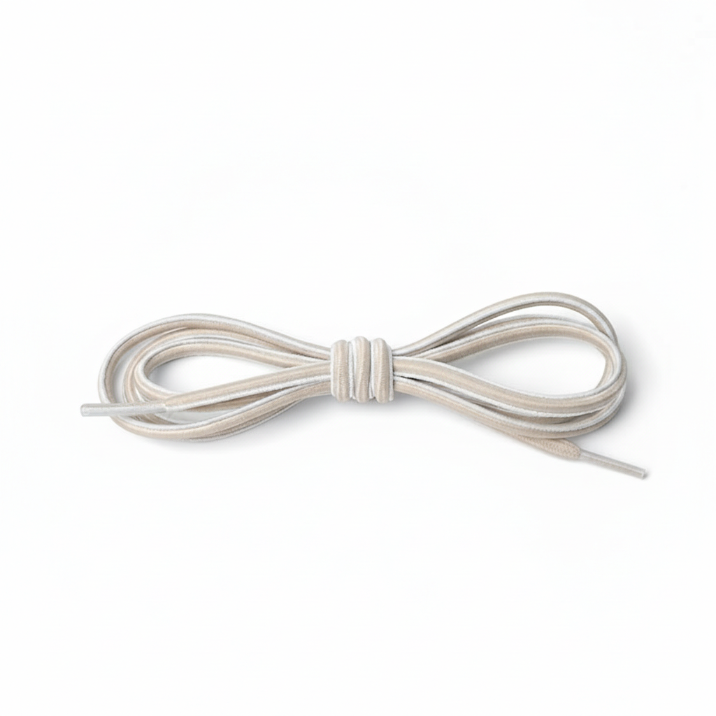 White EFISIO Elastic Shoelaces with two holes on a white background