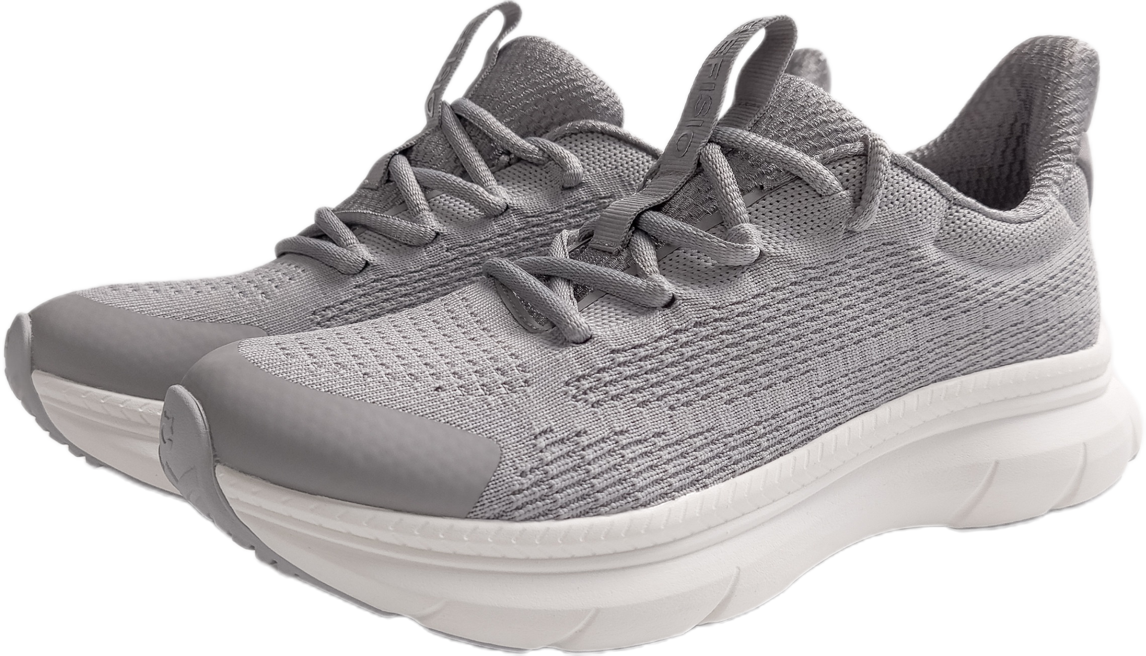 EFISIO Flying III Athletic gray shoes with green accents on a white background